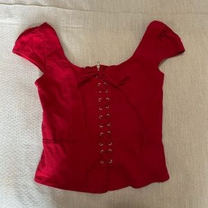 WAYF- red corset style/off shoulder top